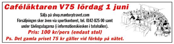 MANTORP // 40 M VOLTTART TART 8.4 TRIO TVILLING VINNARE PLAT Treåringslopp -åriga högst 5.000 kr som ej segrat. 40 m. Voltstart. Pris: 50.000-5.000-7.500-.500-8.000-5.500-5.