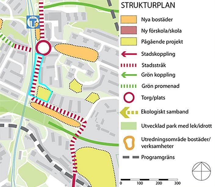 Sida 5 (15) Utdrag från strukturplan, Planprogram för Hammarbyhöjden - Björkhagen.
