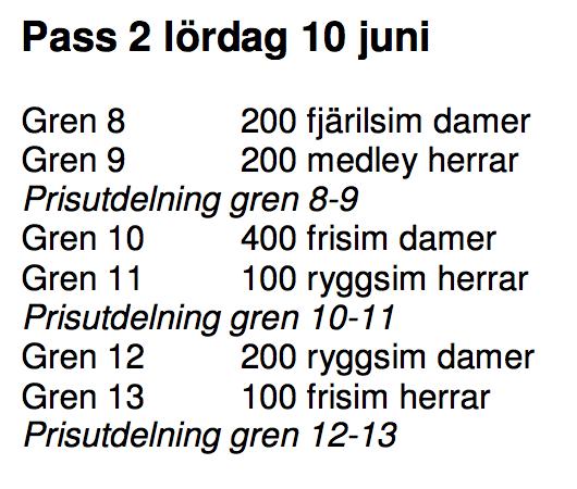 17 [25 M] Vigström Hannes 2004 25 200m Ryggsim Herrar [13-13] 00:00.00 [25 M] Wiklund Jessica 2000 1 200m Frisim Damer [17-18] 02:30.