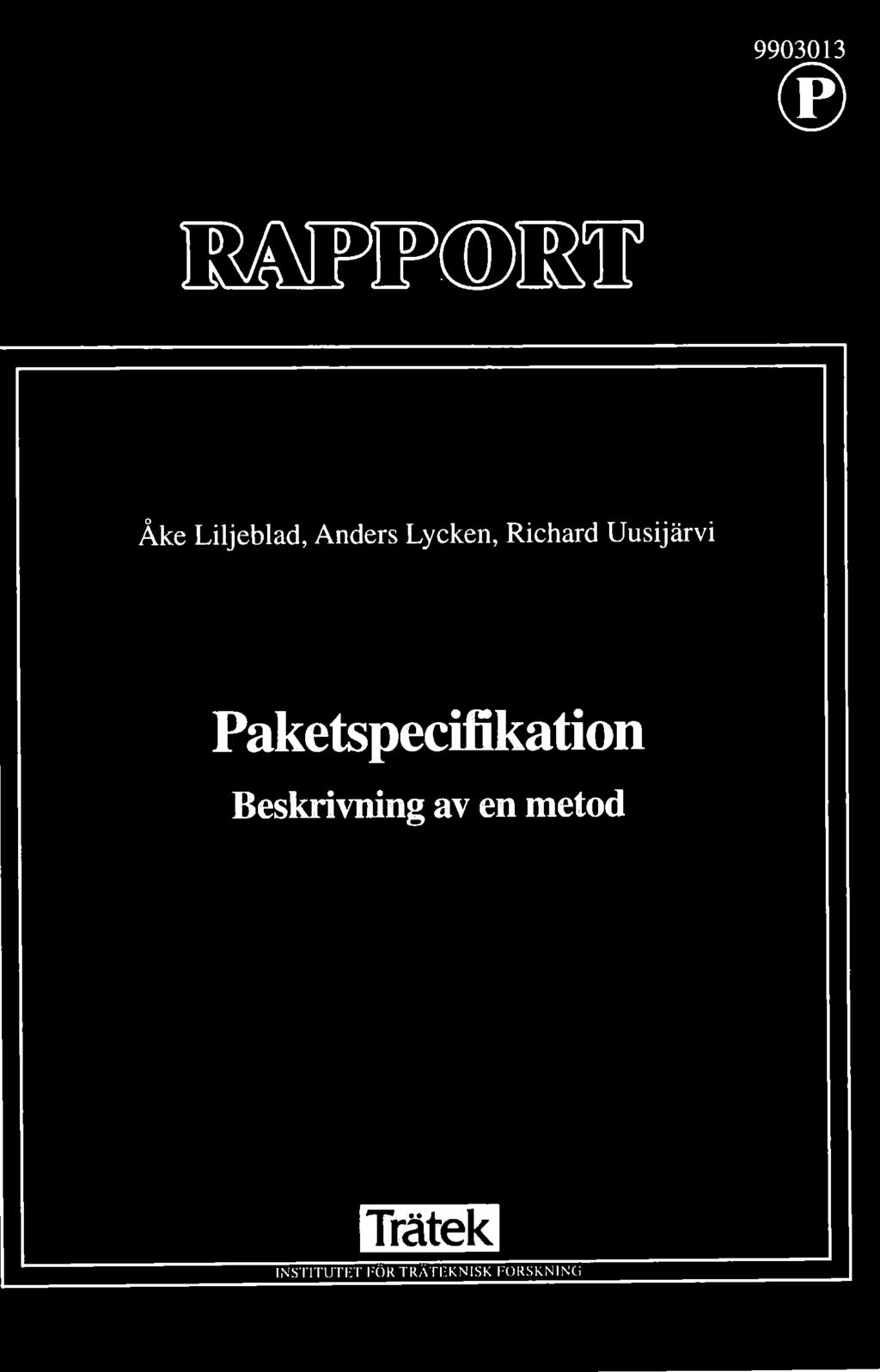 Paketspecifikation Beskrivning av en