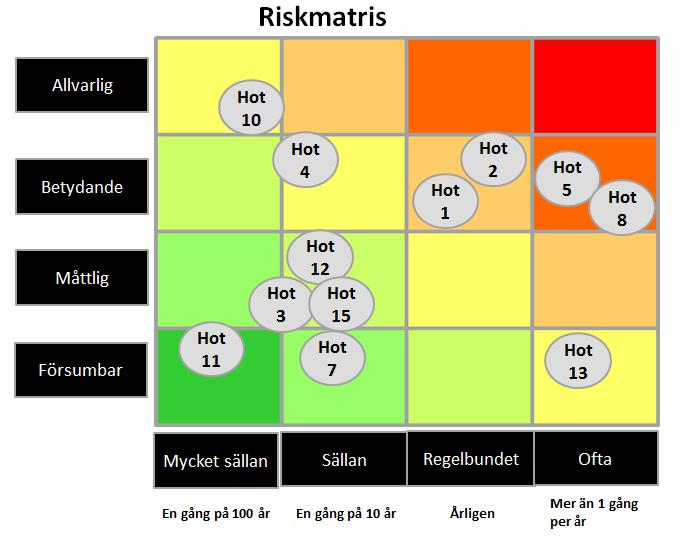 4.3 Riskvärdering Riskvärdering innebär ett uppskattat värde på den risk som man har identifierat.