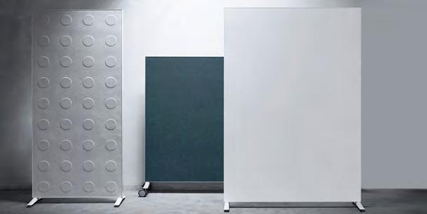 Alumi Nina Jobs ALUMI Alumi har en kantlist i vit- eller naturanodiserad aluminium. Skärmen har akustikfyllning och på ramens båda sidor appliceras en ljudabsorberande filtskiva.