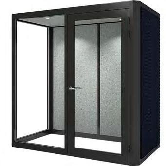 webbkonferenser. Ventilation, LED-ljus och eluttag är standard. Produkten finns i en mängd olika färger både interiört och exteriört. Ljudisolering Rw 36.