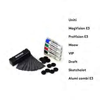Utilities Design Abstracta WHITEBOARD TILLBEHÖR Vip startkit 743 201 00 670 Wb-Penna Sned Spets 10pack 4-Set Svart Blå Grön Röd Pennhållare aluminium naturanodiserad magnetisk baksida 230 000 00 1
