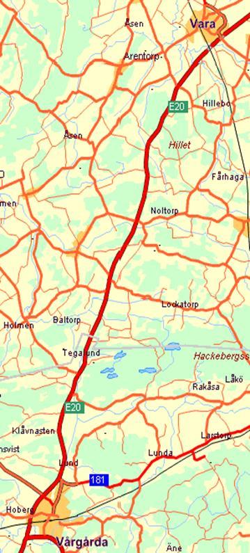 1.2 Kompletterande diagram, figurer eller kartbilder 1.3 Nuläge och brister Väg E20 är en viktig kommunikationsled som ingår i det nationella stamvägnätet.
