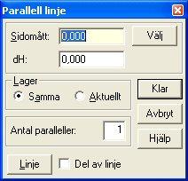 Topocad manual 10 Parallell linje Konstruera Parallell Snabbkommando O I kommandot parallell linje konstruerar du parallella linjer med valfritt sidoavstånd. Gör så här: 1.
