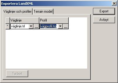 Topocad manual 10 Där man kan ange flera väglinjer respektive profiler, och i nästa flik väljer man terrängmodeller: Uppdatera LandXML Det går att uppdatera en LandXML-fil,