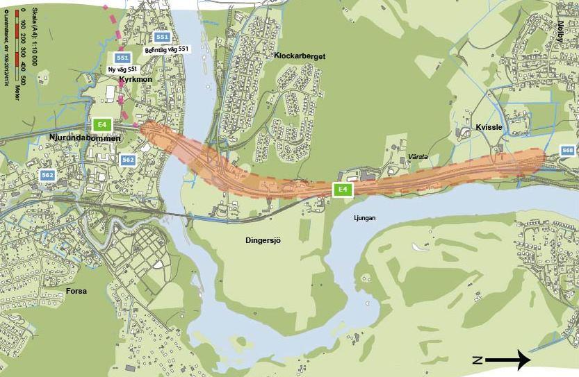1 Sammanfattning 1.1 Förutsättningar/Nuvarande förhållanden Denna vägplan omfattar ombyggnationen av nuvarande E4 mellan ny väg 1 i Njurundabommen och norrut till väg 568, Tunavägen.
