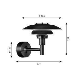 PH 32½ Vägg Vägg Design: Poul Henningsen Koncept: Armaturen har formgivits utifrån principen om ett reflekterande treskärmssystem som riktar merparten av ljuset nedåt.