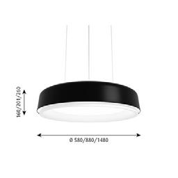 LP Grand Pendel Pendlande Design: Christian Flindt Koncept: Den cirkelformade armaturen ser ut som en uppsättning sammanfallande ringar runt en centralt placerad horisontell avskärmning.