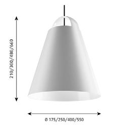 Above Pendlar Design: Mads Odgård Koncept: Armaturen sprider ett nedåtriktat, mjukt och behagligt ljus. Den runda formen och den matta vitlackerade insidan bidrar till spridningen av ljuset.