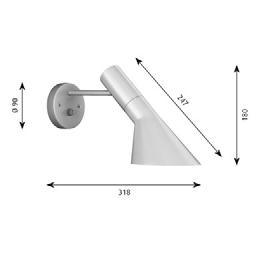 AJ Vägg Vägg Design: Arne Jacobsen Koncept: Armaturen ger ett direkt och riktningsbestämt ljus.