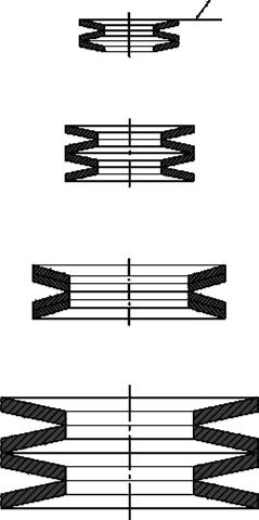 Figur 2: Installationsspecifikation av tallriksfjädrar Lager DN 40-60 3 stycken per sida DN 80-300 4 stycken per sida DN 350-600 4 stycken per sida DN 700-900 4 stycken per sida