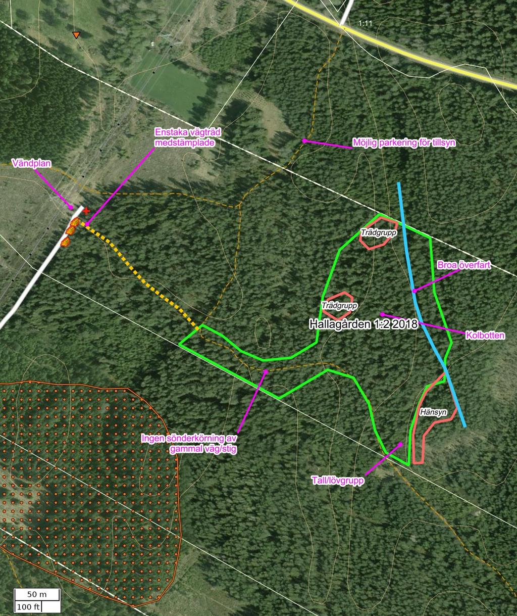 Traktdirektiv 18-03-13 15:29 Hallagården 1:2 18 Hushållningssällskapet Skog Detaljkarta Skala: ~1:3000