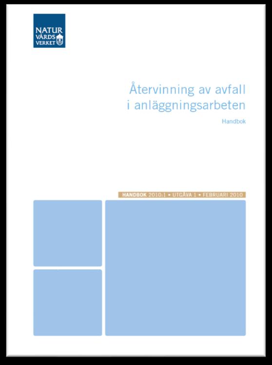 Handboken Återvinning av avfall i anläggningsarbeten Utvärdering, enkätundersökning 2015 Förstudie 2016-2017 Projektarbete hösten 2017-pågående Översyn av struktur, format för kommande