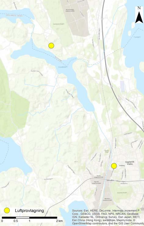 Oxundasjön Kv. Messingen Figur 1 Platser för luftprovtagning av PCB.