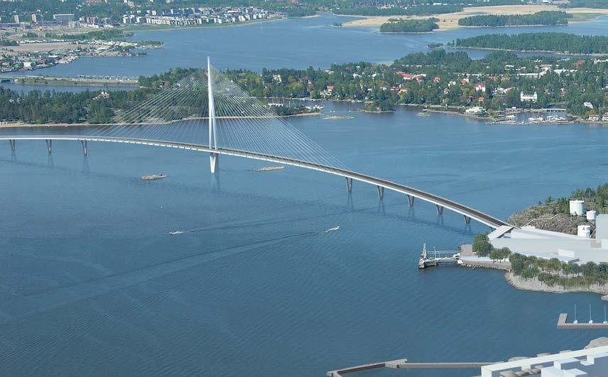 Det vinnande förslaget Gemma Regalis i arkitekttävlingen för Kronbroarna. Enligt förslaget kommer bron att bli en vacker och lätt förbindelse över Kronbergsfjärden.