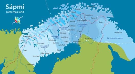 Bilaga 2 Karta över Sapmí. Källa: http://www.samer.se/karta.