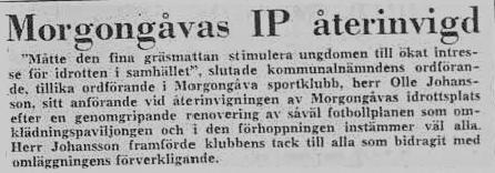 Från UNT 19 juli 1962 Morgongåva IP 1963 Gamla omklädningspaviljongen 1963