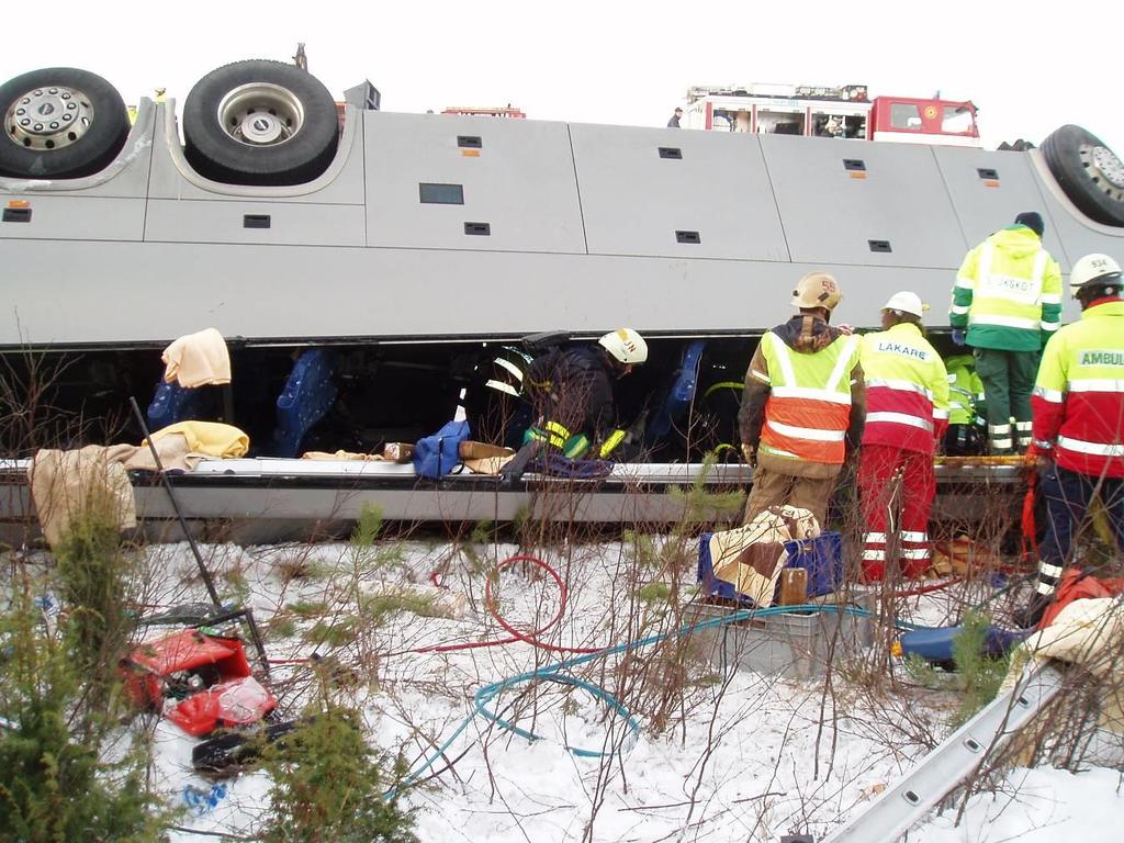 Räddning vid stora busskrascher - bakgrund 1:12 Arboga 2006 vältning landade och