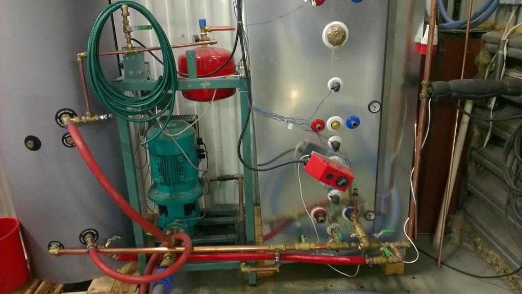 Figure 12: Heating water tank (to the right) and the hot water accumulator tank (to the left).