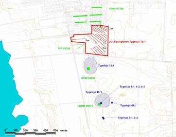 der om Tygelsjö 13, ligger en större (120 x 130 m) stenåldersboplats, belägen omkring 5 m ö.h. (Tygelsjö 45:1).