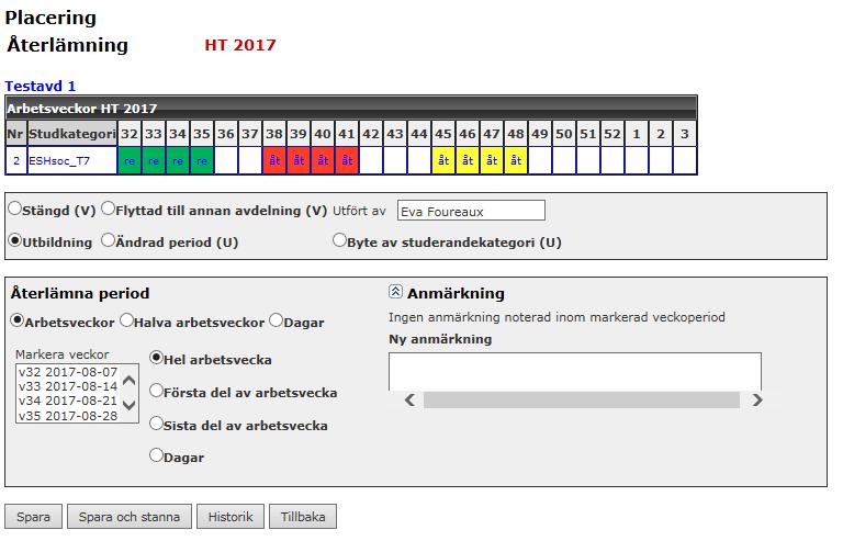 Ändrad period (U) Om det av någon anledning behöver ändras period för enskild