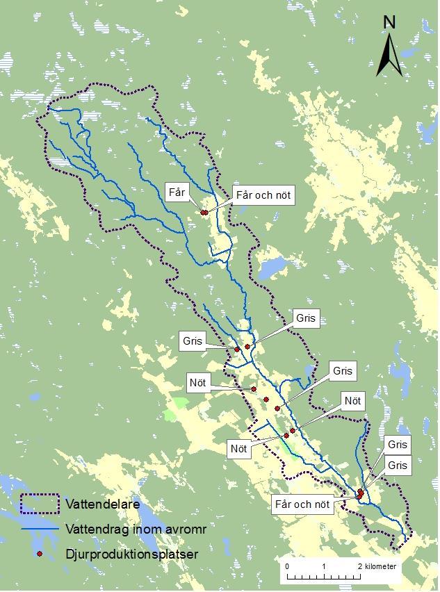 4.3 Djurhållning Djurproduktionen i området är inriktad på mjölkkor och svin. Det finns totalt 11 gårdar med djurhållning, varav fyra gårdar har mjölkkor och 3 gårdar har svin (Figur 1, Tabell 3).