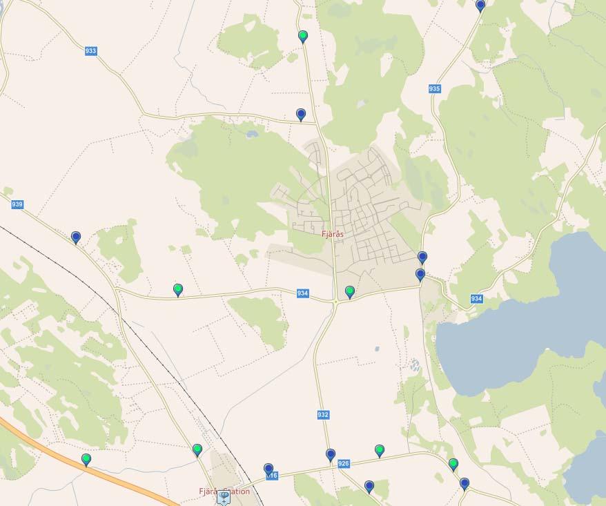 4. 1. 6. 5. 2. 3. Aktuella trafikräkningspunkter, källa: Trafikverket.