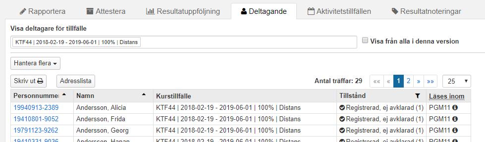 Skapa etiketter från adresslistor Denna guide beskriver hur du kan skriva ut etiketter från adresslistor som du hämtar från Ladok. Hantering: 1.
