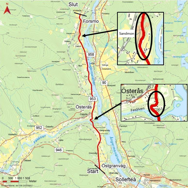 2.6. Avgränsningar Områdets avgränsning i söder börjar i korsningen med väg 946 i Östgranvåg och slutar där belagd väg övergår till grusväg norr om