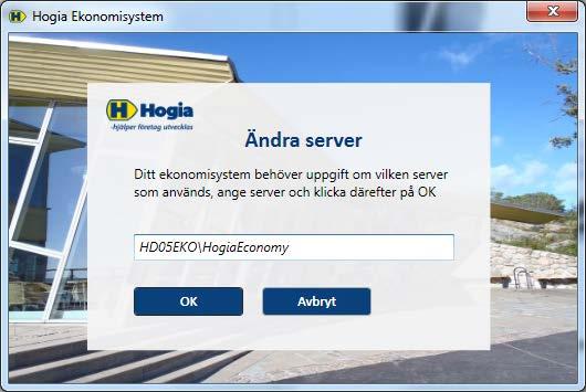 Ändra server Vill du ändra server klickar du på kugghjulet uppe till höger i