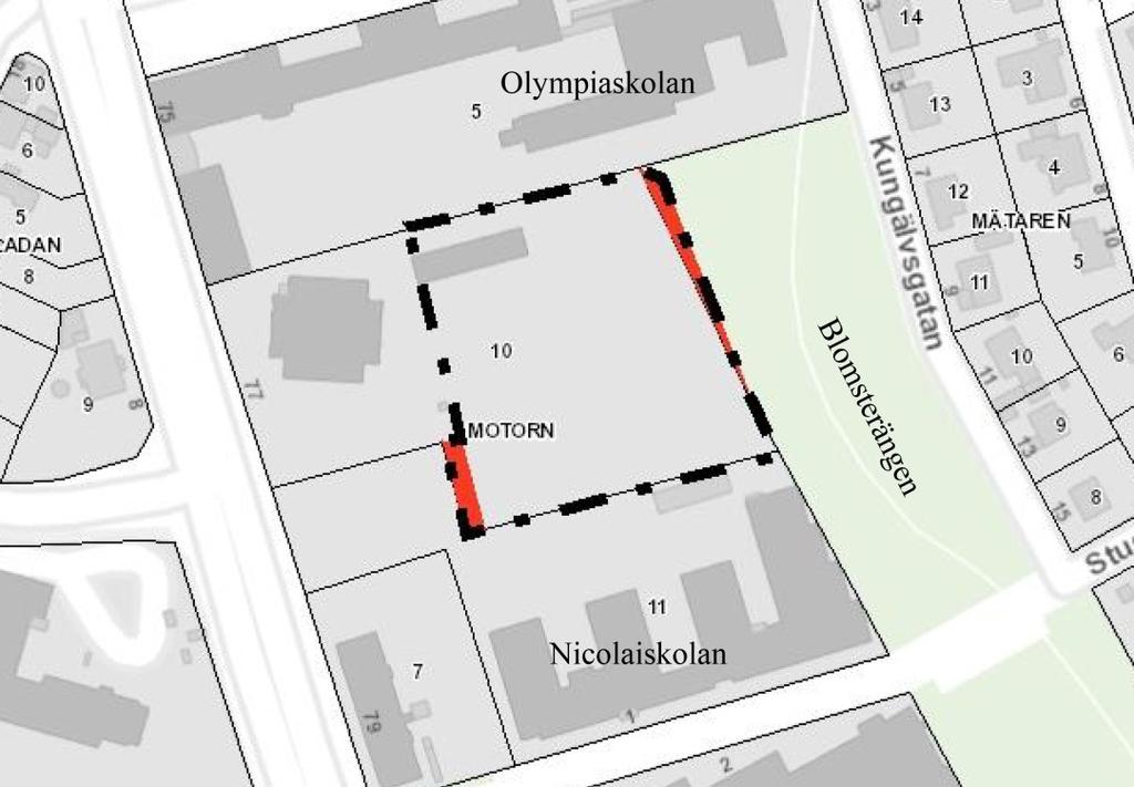 3.5 Planens genomförande Fastighetsrättsliga konsekvenser Fastighetsrättsliga åtgärder ska göras för att föra över området i sydväst till Motorn 11 och området i nordöst till Motorn 10.