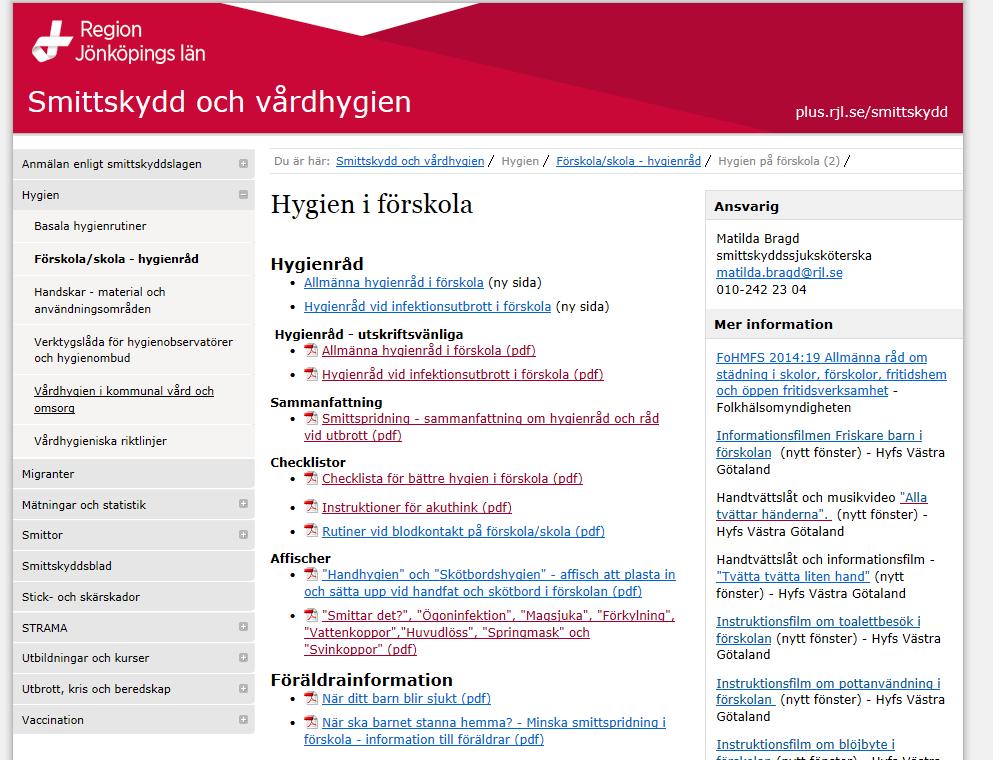 Smittskydds hemsida Fylld med hygienråd och material att använda sig