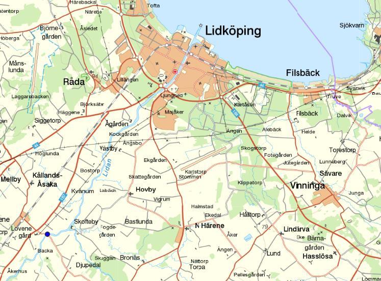 Provpunkt 580 Figur 3. Provpunkt för recipientkontroll avseende bottenfauna i vattenförekomsten Lidan, Lovene till Lidköping, Källa VISS.