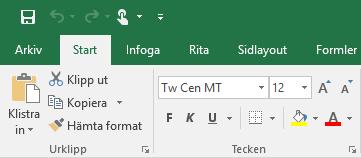 Användarinstruktion Excel Färger och typsnitt När Excel öppnas har det tomma dokumentet Mjölby kommuns temafärger och Tw Cen MT som teckensnitt inställt.