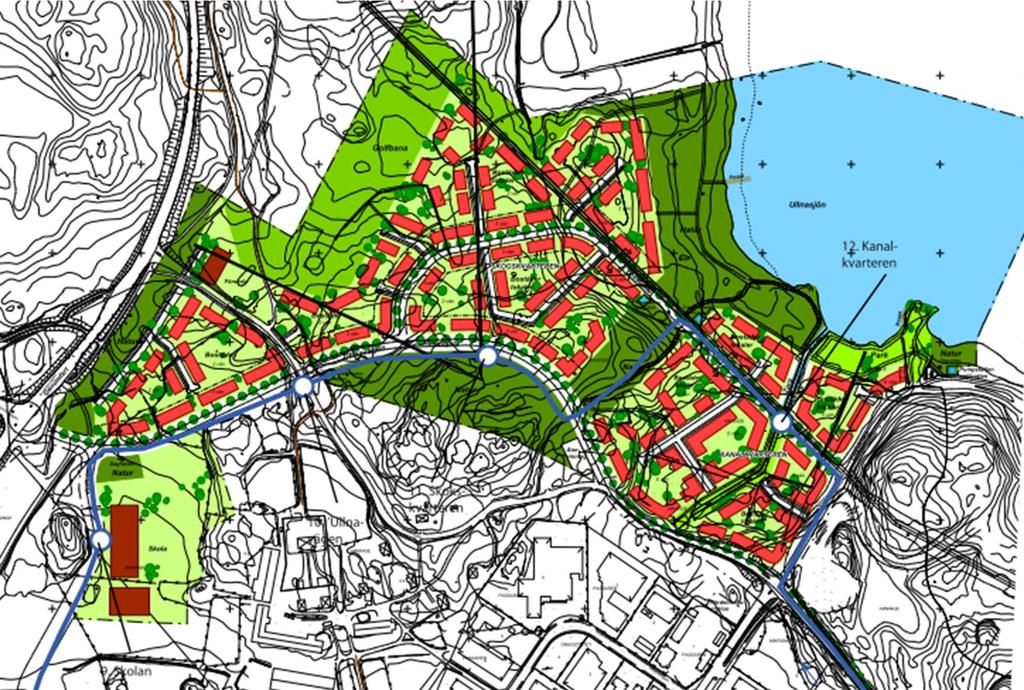 Spårtaxidragning: Kanal- och Skogskvarteren 45 Fyra stationer täcker hela området, Max 200 m gångavstånd