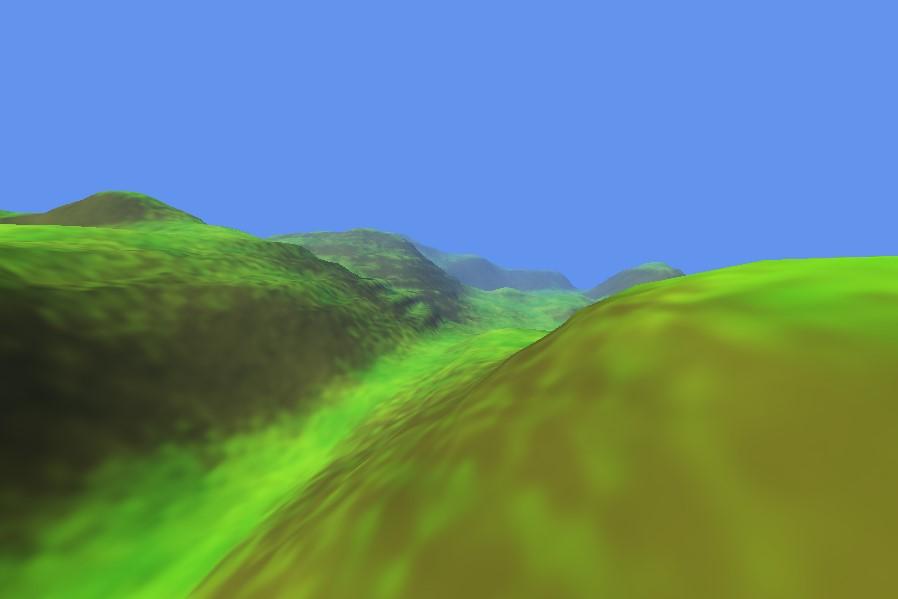 Figur 7 Interpolering mellan hörn Figur 8 Ingen interpolering mellan hörn 4.1.4 Densitetfunktion En tredimensionell version av Perlin noise används för att generera densitetsvärden i implementationen.