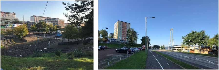 planområdets ungefärliga avgränsning. Nedan tv.