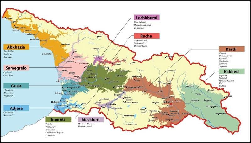 Georgiens viktigaste vinregioner Ratja-Letjchumi och
