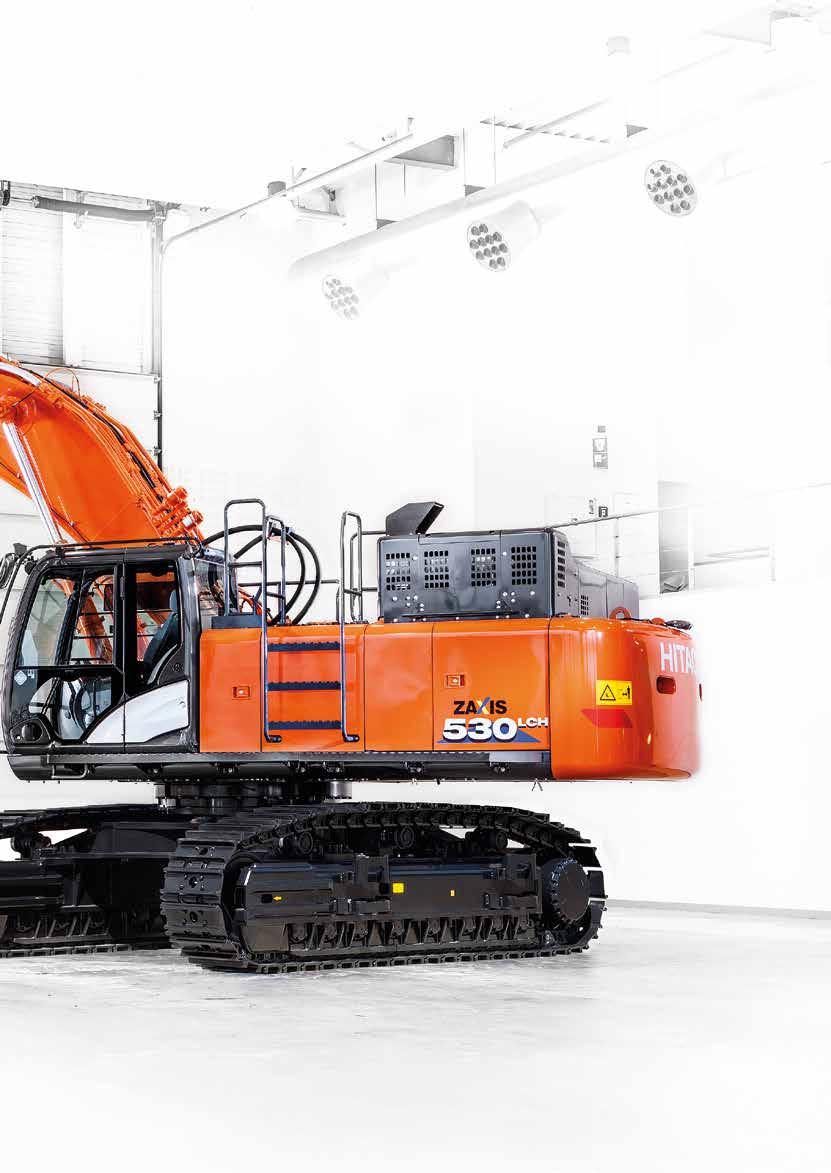 ZX530LCH-6 Optimal prestanda Maskinkommunikation med Global e-service webbportal. Användarvänlig Motorolje- och kylvätskenivåer kan kontrolleras från förarhytten.