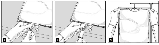 Beredning av infusion Emulsionen ska alltid nå rumstemperatur före administrering. Ta bort aluminiumfolien från infusionsporten (fig. 7) och anslut infusionsaggregatet (fig. 8).