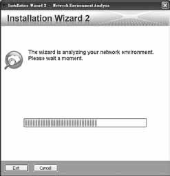 5 Tilldela IP-adress 1. Installera Installation Wizard 2 från katalogen för programvarufunktion från CD-skivan. 2. Programmet kommer att utföra analyser på din nätverksomgivning.