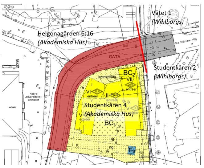 6(8) platserna i detaljplanens närområde, ska Stiftelsen Herulero i Lund stå för kostnaderna för all allmän platsmark inom detaljplanen som angränsar till nuvarande fastigheten Studentkåren 4.