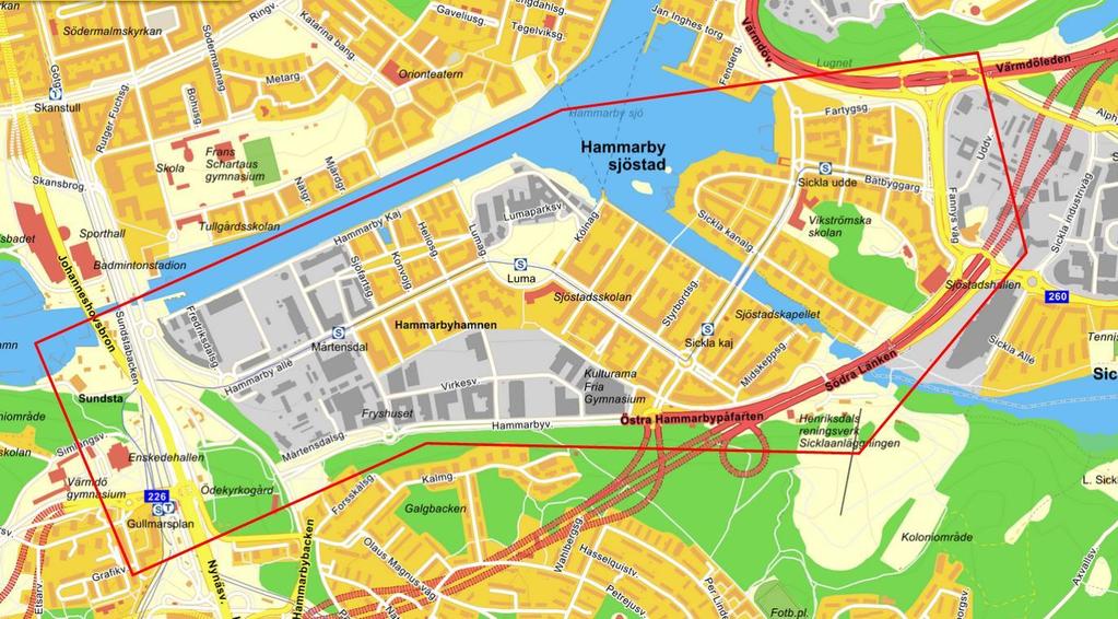 1 Bakgrund Rapporten presenterar en bygglogistiskutredning för området Hammarby Sjöstad på uppdrag av Exploateringskontoret i Stockholm. 1.