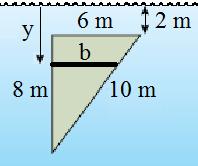 ösningsförslag: Snegla på problemtetens figur, så har vi direkt med likformiga trianglar strimlans bredd b på djupet y, se figur till höger.