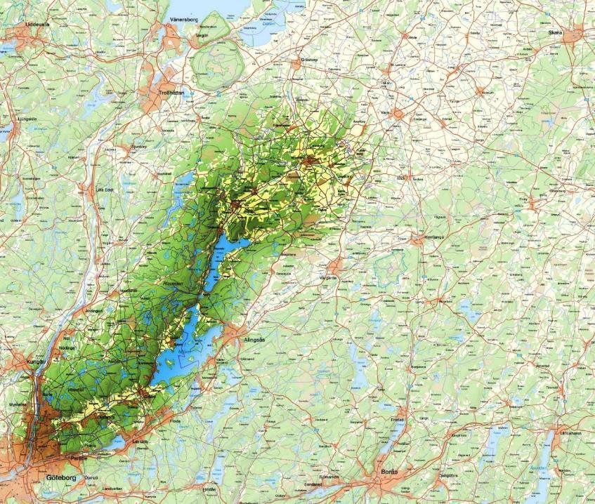 Området Landskapet utmed väg 190 från Hjällbo till Nossebro.