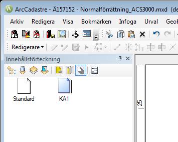 Skifta mellan förrättningskarta och datavy Skifta från förrättningskartan till datavyn genom att klicka på knappen Datavy som ligger längst ner till vänster i