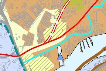 Planförhållanden och tidigare beslut Översiktsplan I översiktsplanen för Göteborgs kommun finns ett markreservat för kommunikation, ny järnväg (Hamnbanan), norr om befintlig järnväg.