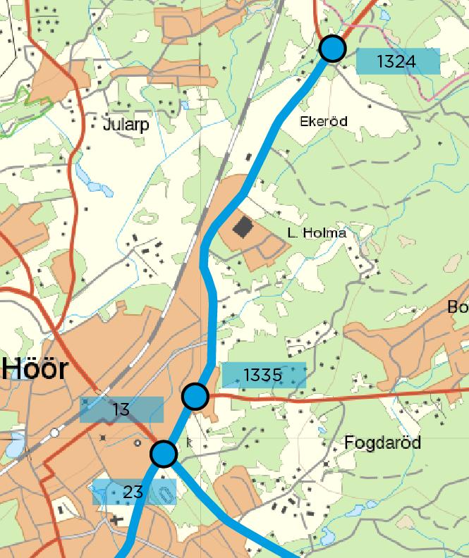 kartan hör samman med blå prick utmed med väg 13